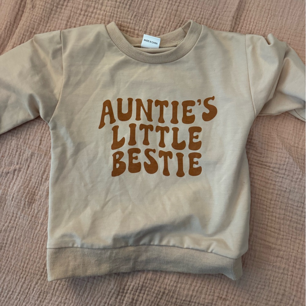 Auntie's Little Bestie Kids Sweatshirt - Tan